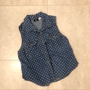 🌸 BDG Denim Polka Dot Tank Top